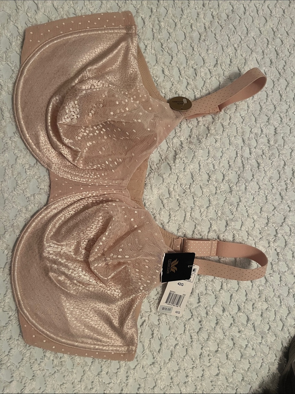 Wacoal Blush Pink Dotted Lace Bralette with Smoothing Back 42G